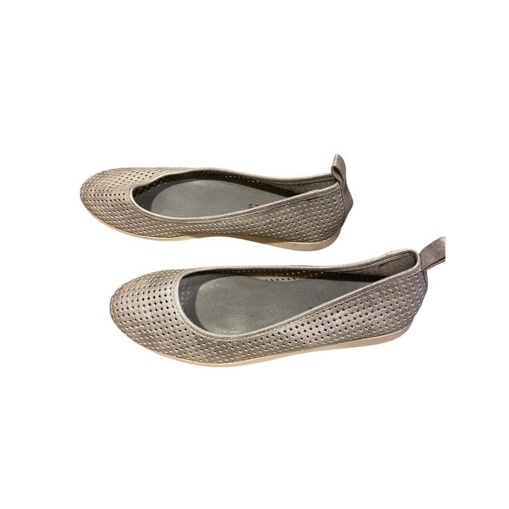 Aerosoles Bay Ridge Silver Metallic Perforated Ballet Flats Shoes Womens 9M - Picture 2 of 4